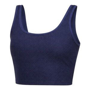Lululemon Navy Textured Crop Tank Top Size Small Built-In Bra Athletic Workout